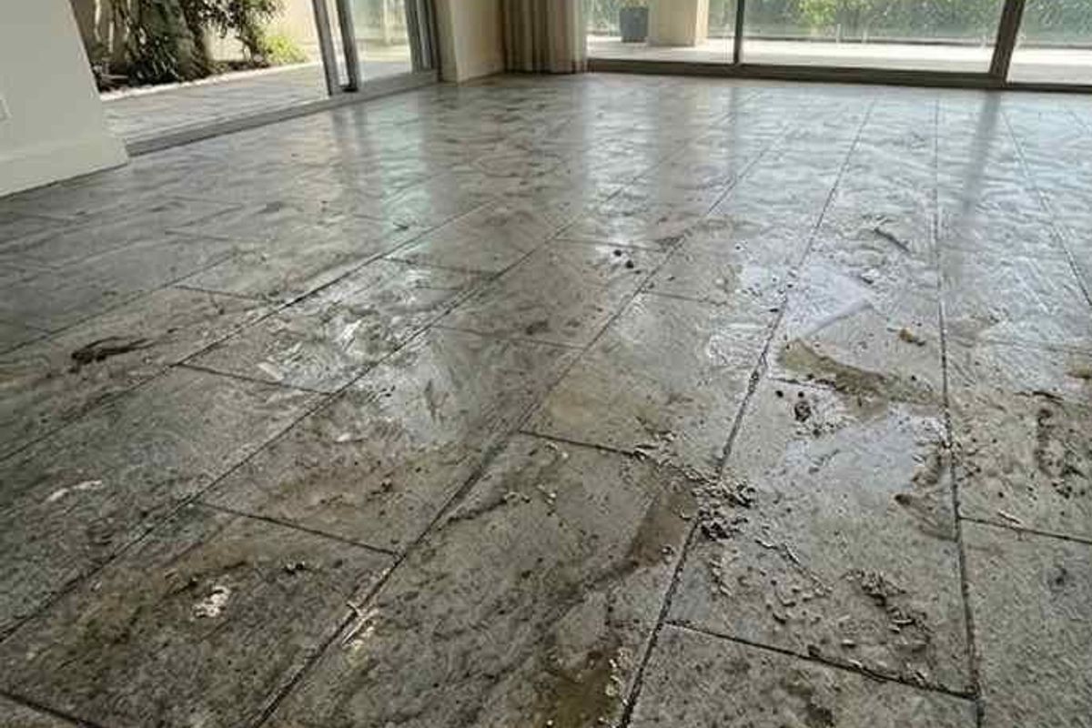 Before: Scuffed & Dull Floor